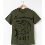 Футболка мужская KAFTAN «Абсолютный рыбак» р-р L(50), хаки