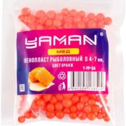 Пенопласт рыболовный Yaman Мёд, d 4-7 мм, цв. оранжевый (уп.250шт)
